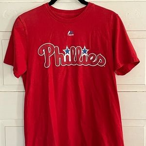 Philadelphia Phillies Majestic Aaron Nola Youth Latge Tee Red